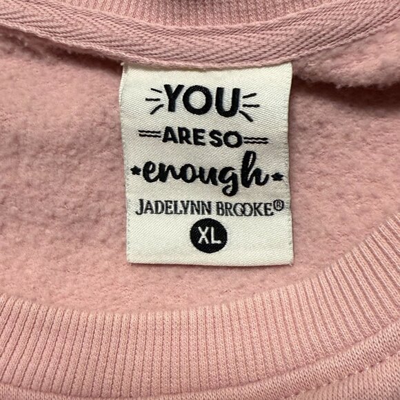 Jadelynn Brooke Embroidered "Amen" Sweatshirt XL Pink Crewneck High-Low Hem - Picture 5 of 6